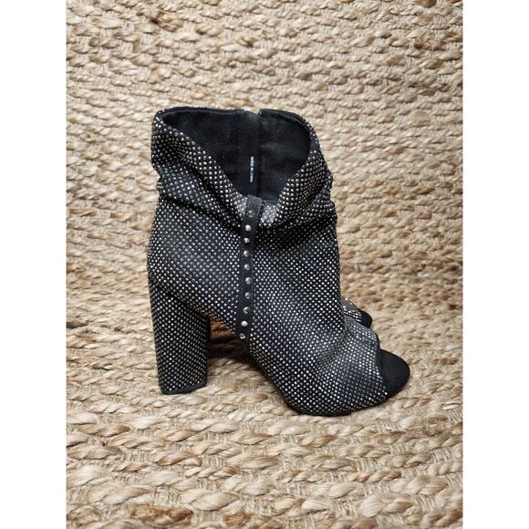 Gianni Bini Mareesha Black Silver Rhinestone Peep Toe Heeled Ankle Boots Sz. 7.5 - Picture 5 of 11